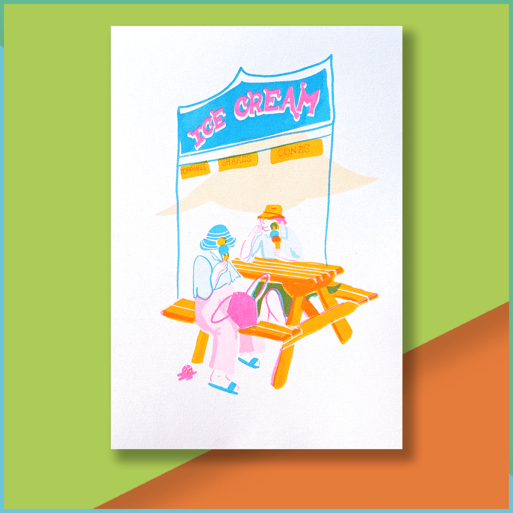 Hay Festival Ice Cream Risograph Print A4