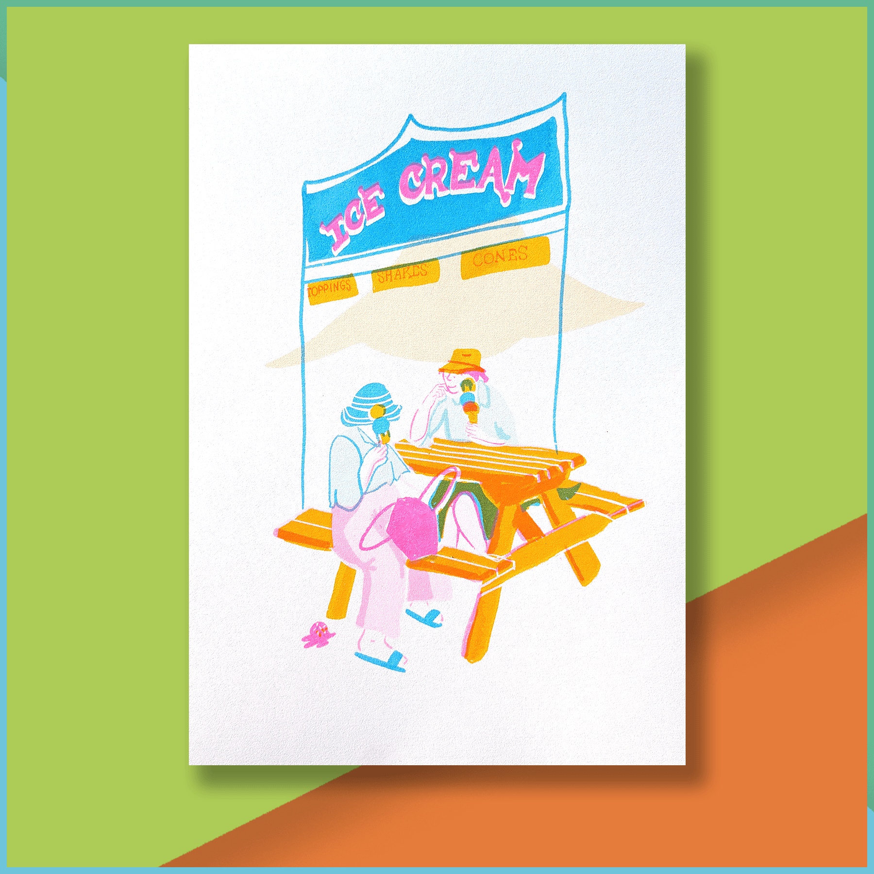 Hay Festival Ice Cream Risograph Print A4