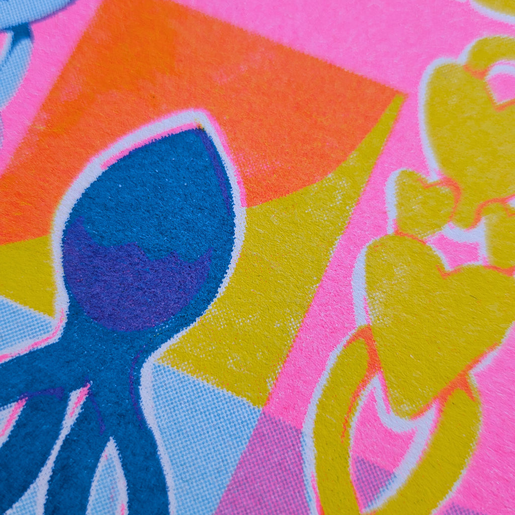 Cariad Welsh Love Risograph Greeting Card
