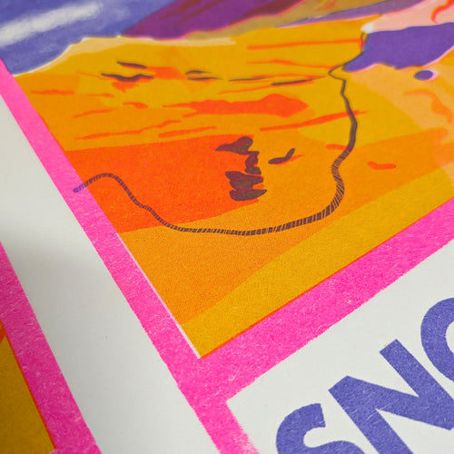 Eryri Risograph Print, Snowdonia National Park Wall Art, A4