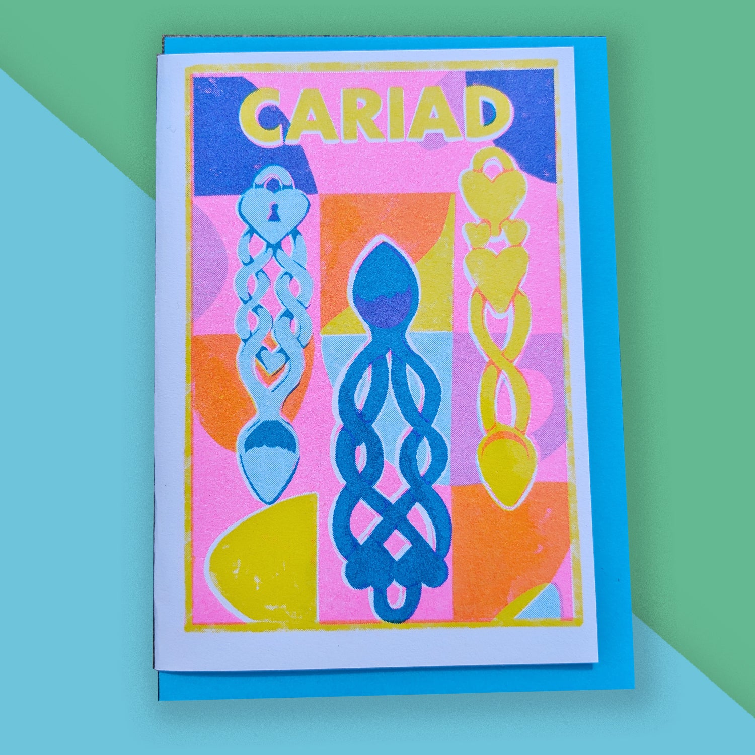Cariad Welsh Love Risograph Greeting Card