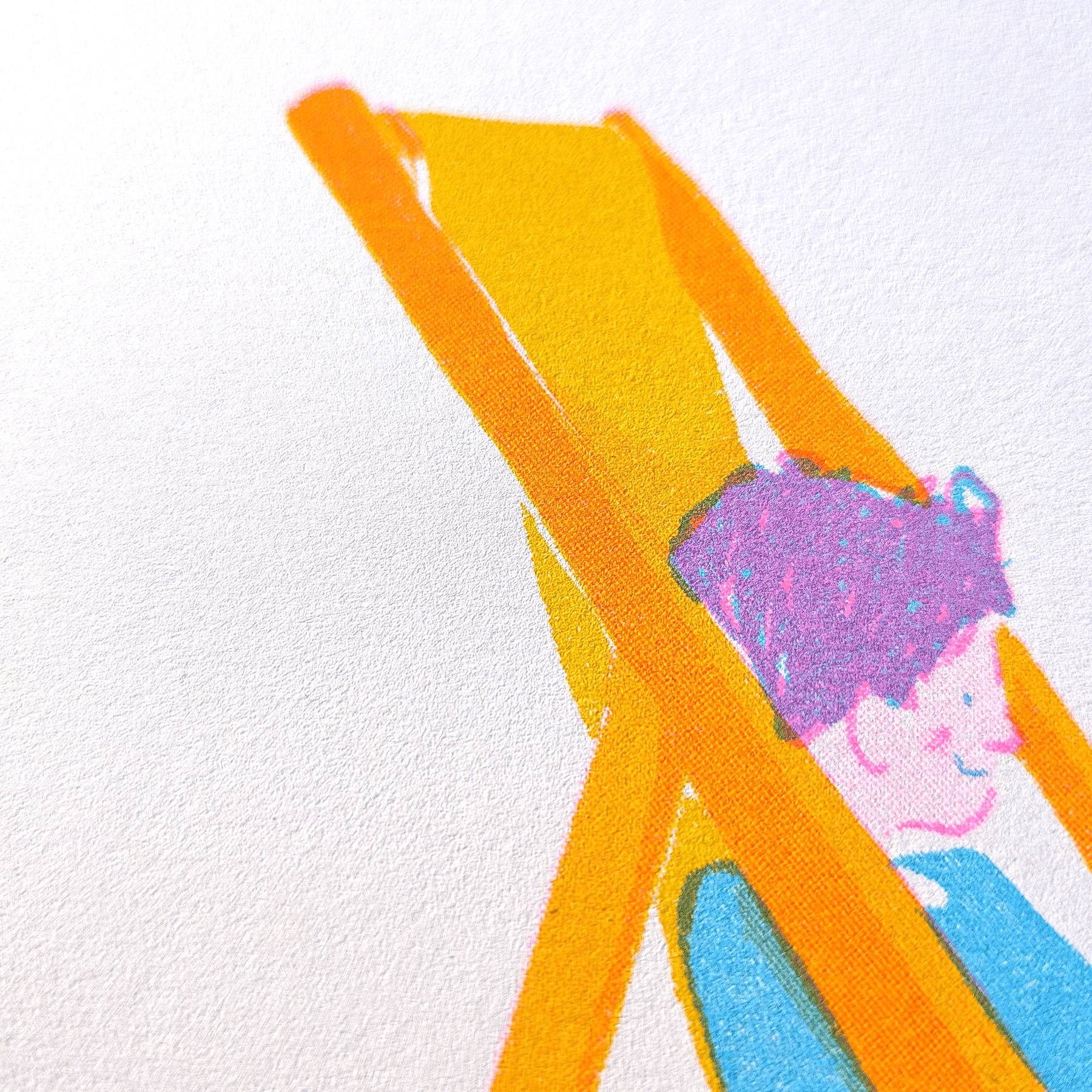 Hay Festival Deckchair Reader Risograph Print A4
