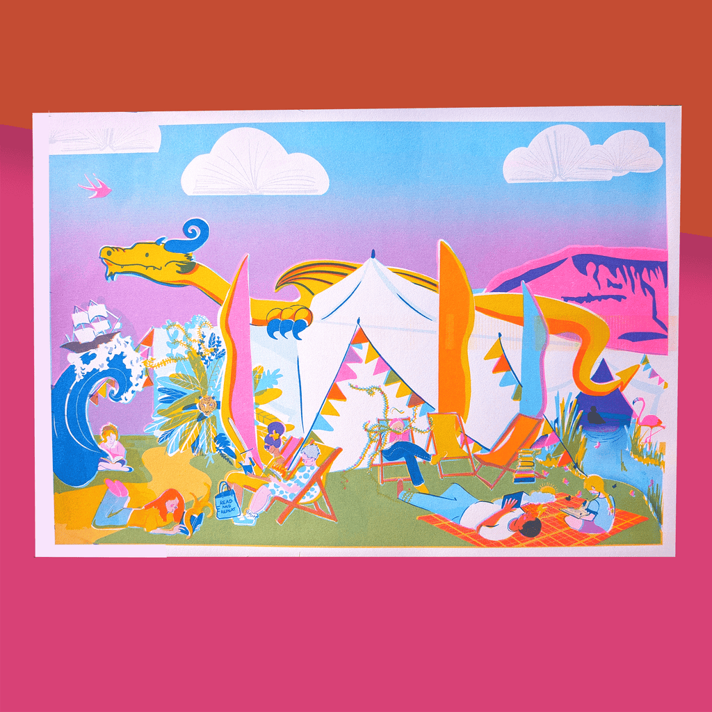 Hay Festival Dragon Risograph Print
