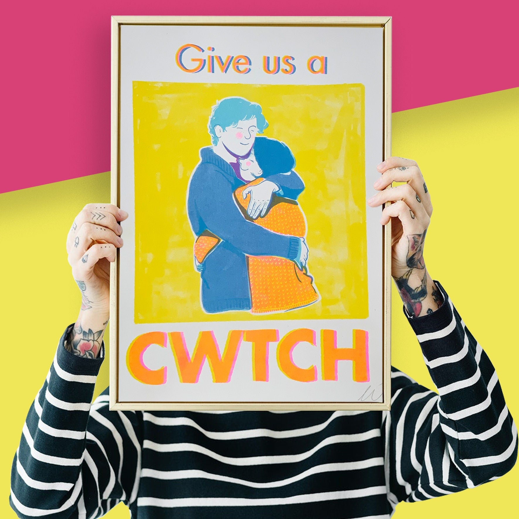 Give Us a Cwtch Risograph Print