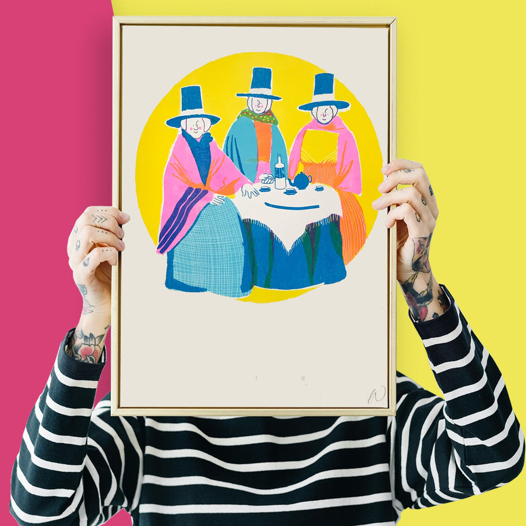 Welsh Ladies Risograph Print