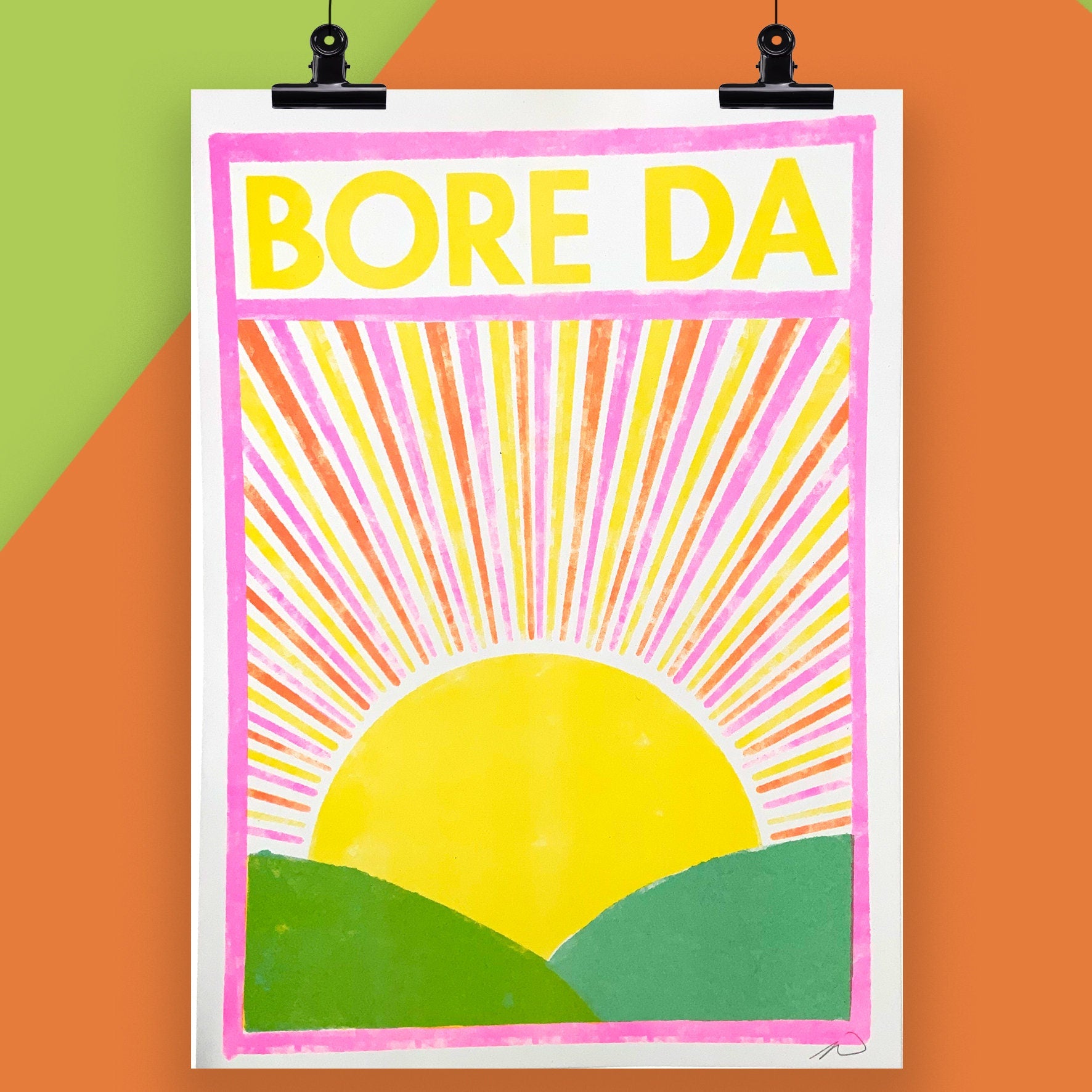 Bore Da and Nos Da Risograph A4 Print Set