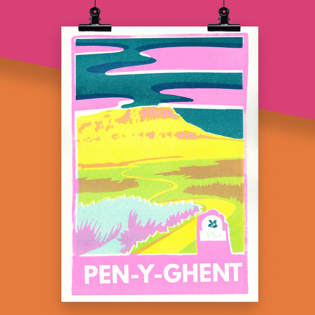 Pen-y-ghent Risograph A4 Print
