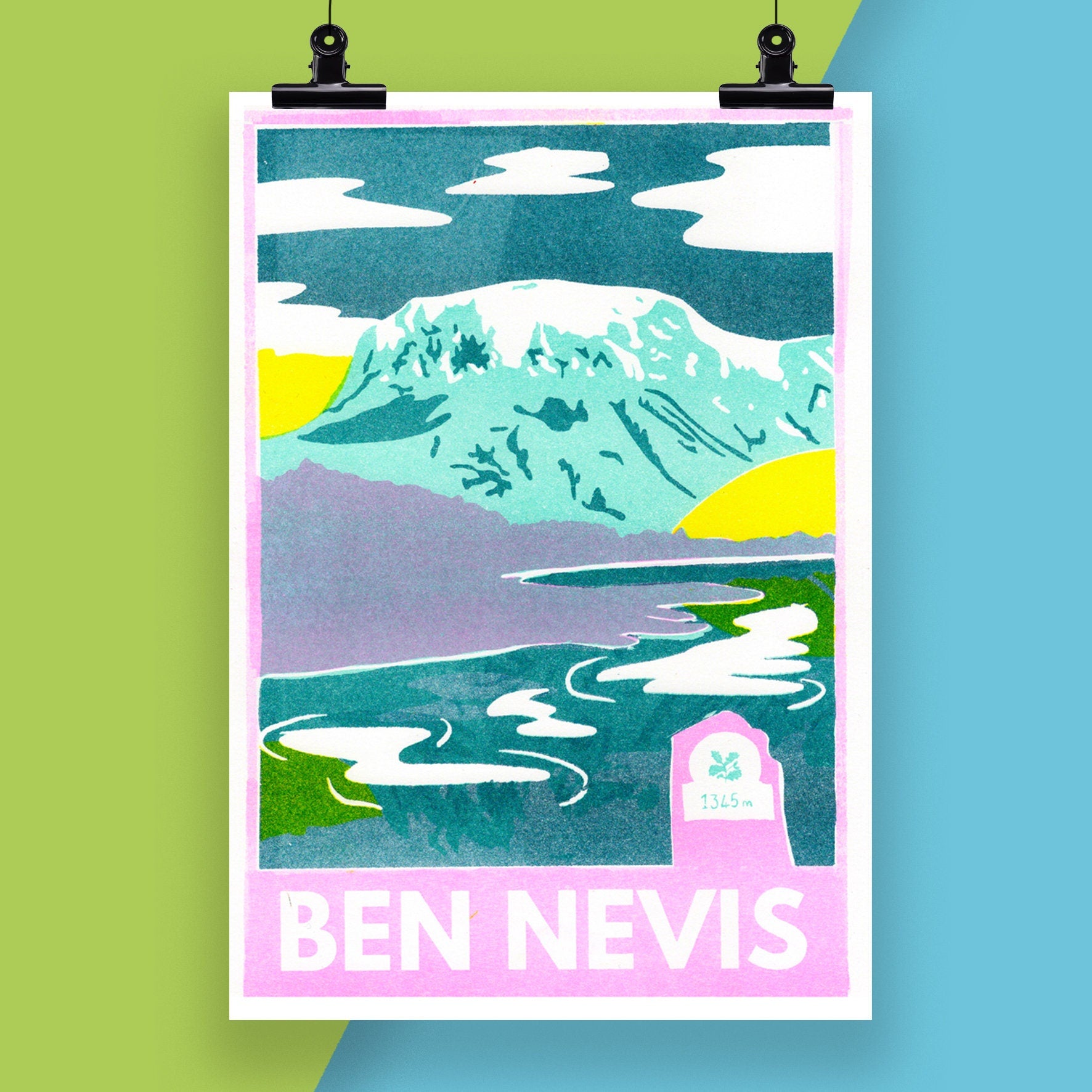 Ben Nevis Risograph A4 Print