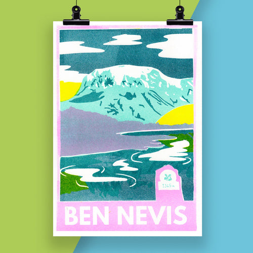 Ben Nevis Risograph A4 Print