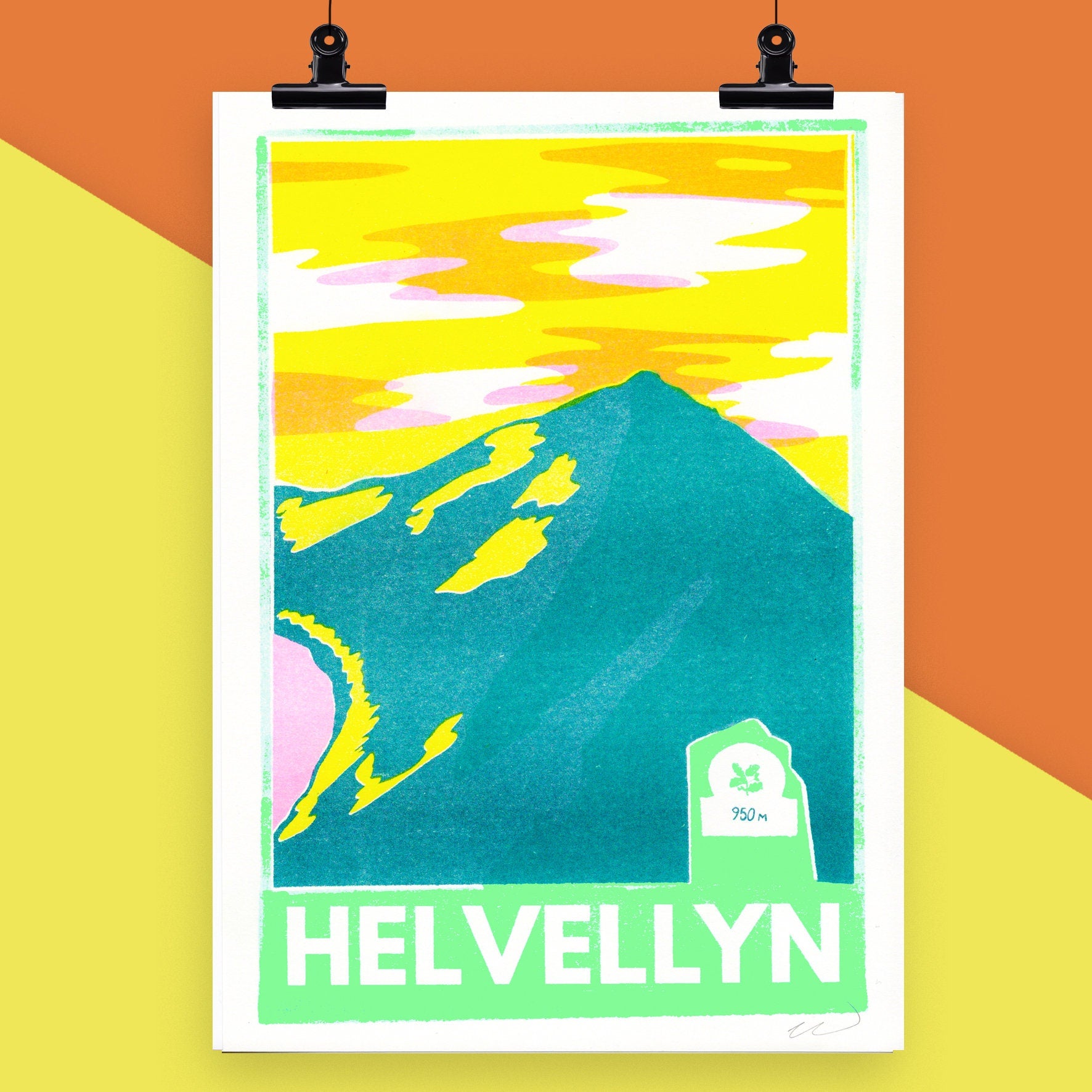 Helvellyn Risograph A4 Print