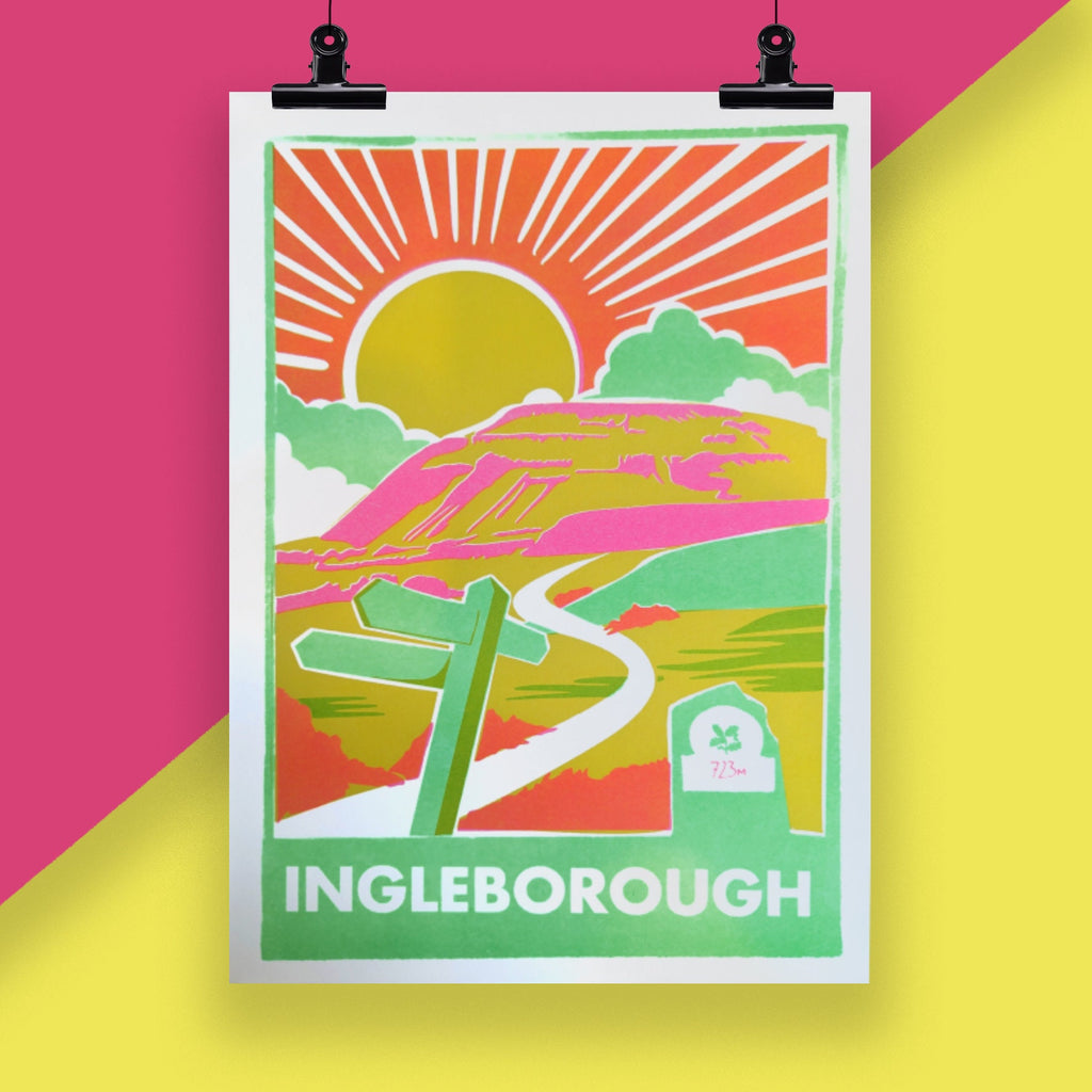 Ingleborough Risograph A4 Print