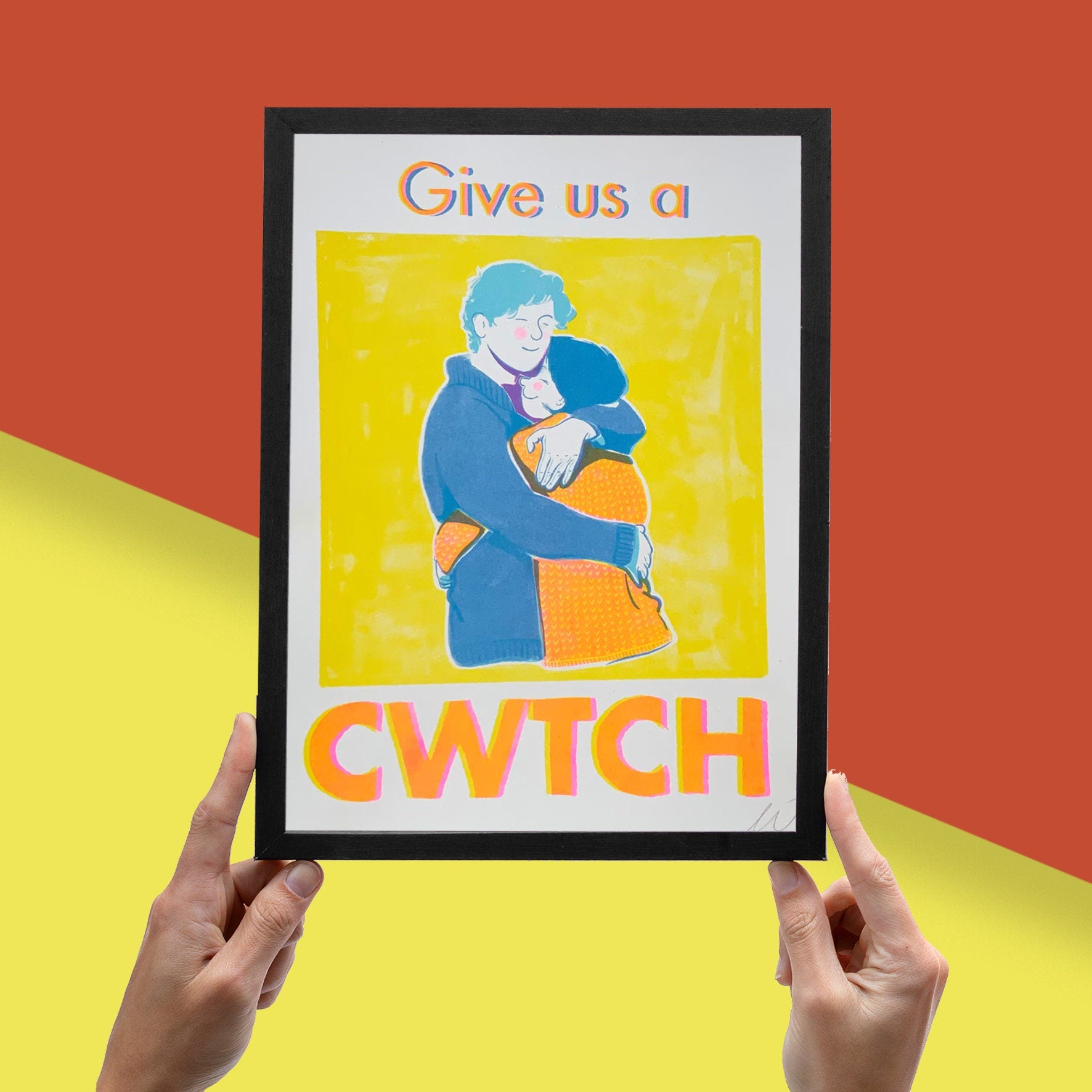 Give Us a Cwtch Risograph Print