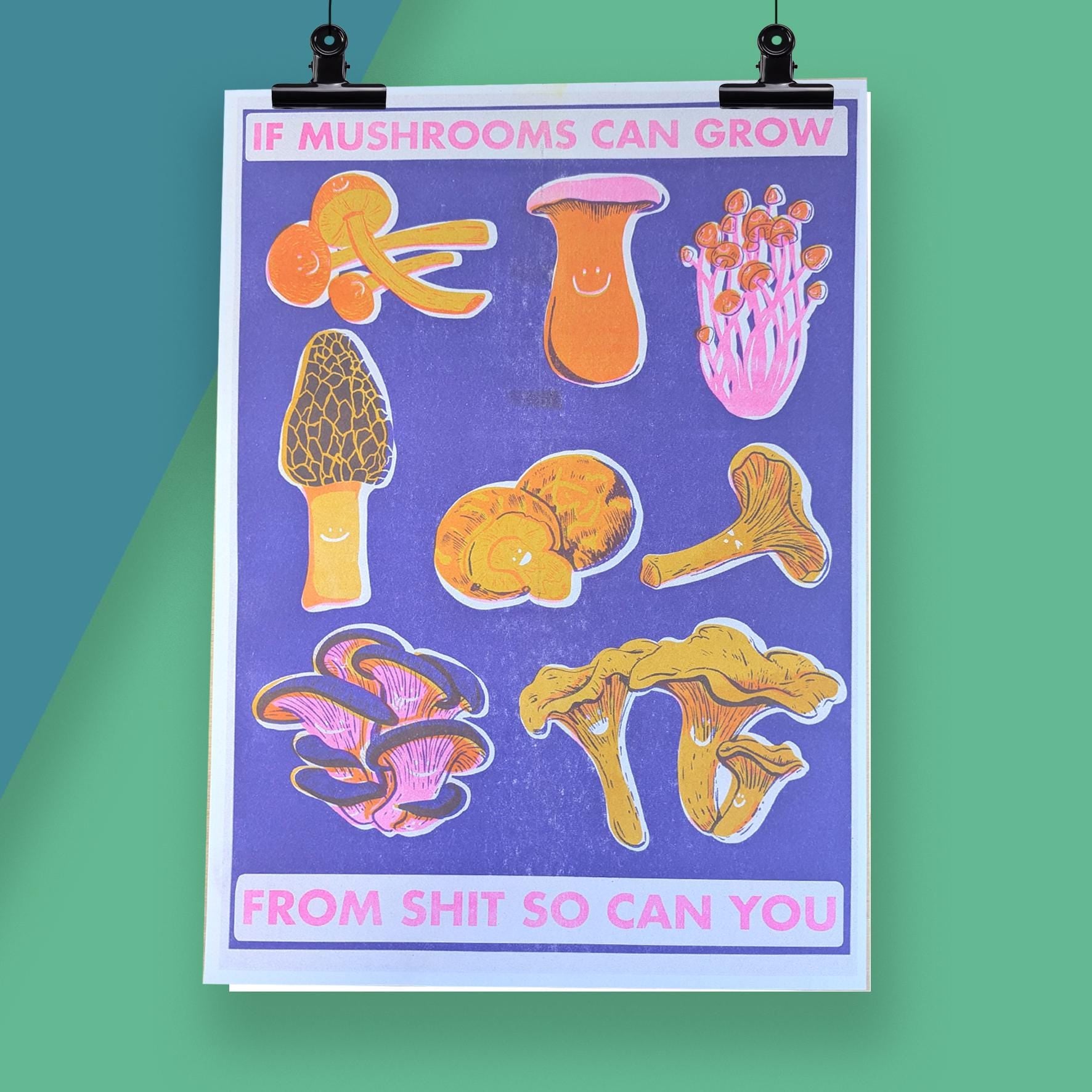 Mushroom Risograph Print