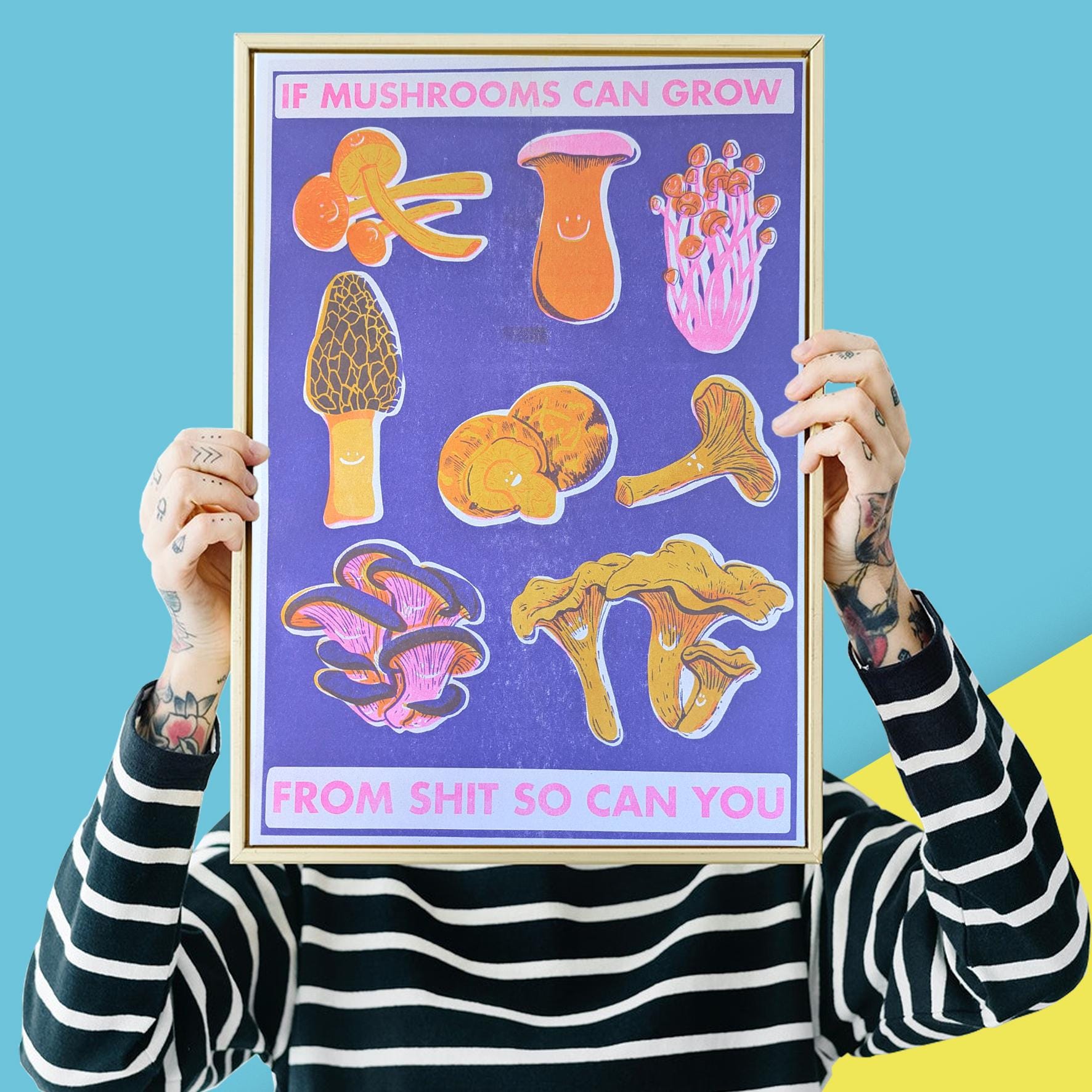 Mushroom Risograph Print