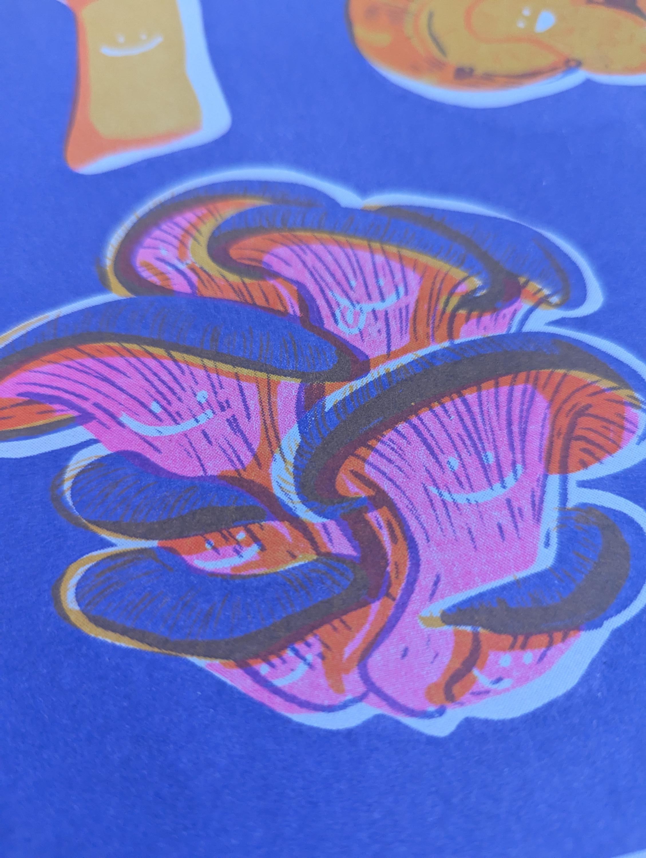 Mushroom Risograph Print