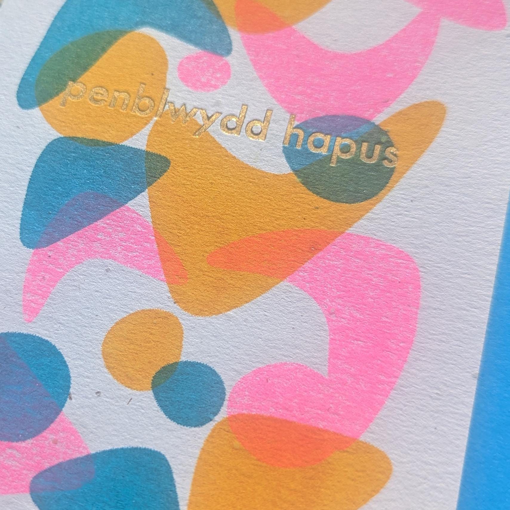Penblwydd Hapus Risograph Welsh Birthday Card