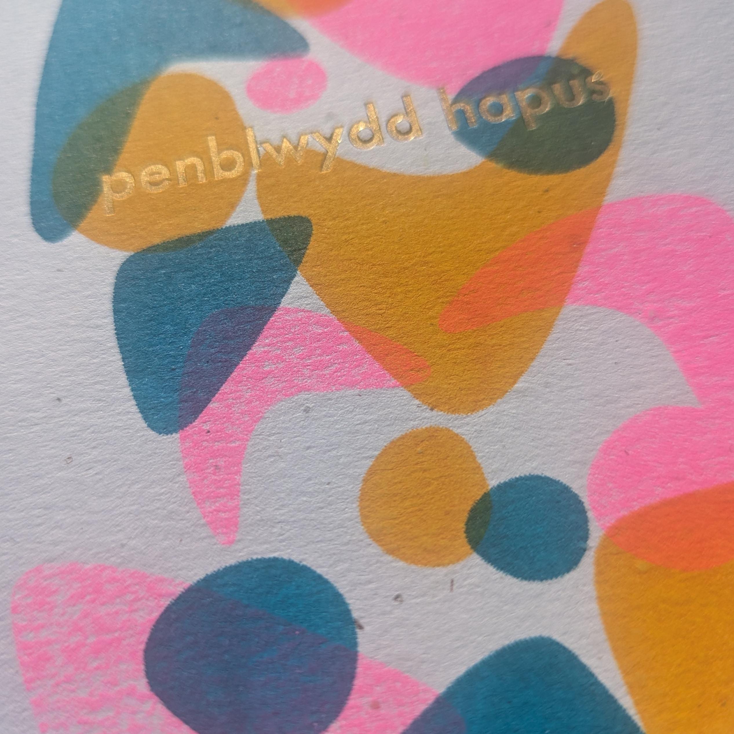 Penblwydd Hapus Risograph Welsh Birthday Card