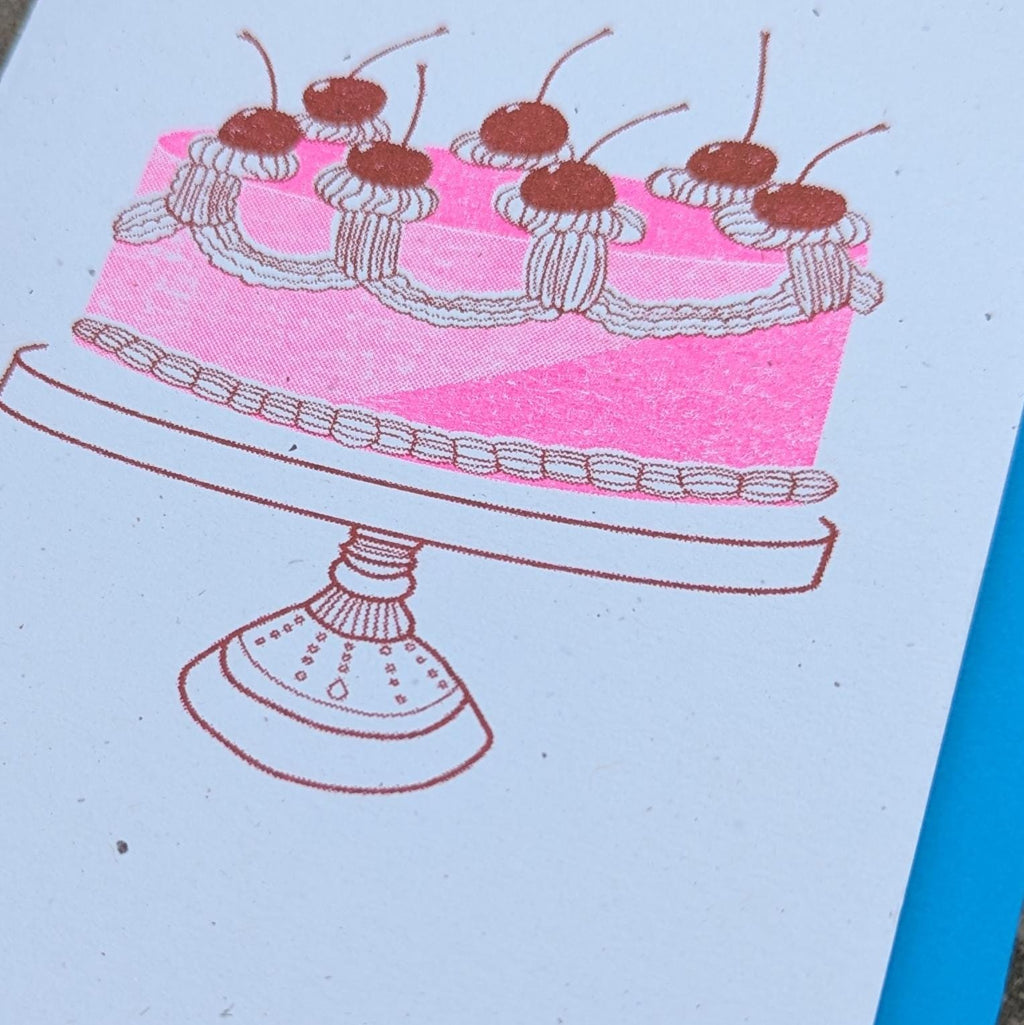 Birthday Cake Risograph Greeting Card