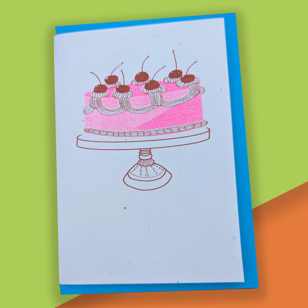 Birthday Cake Risograph Greeting Card