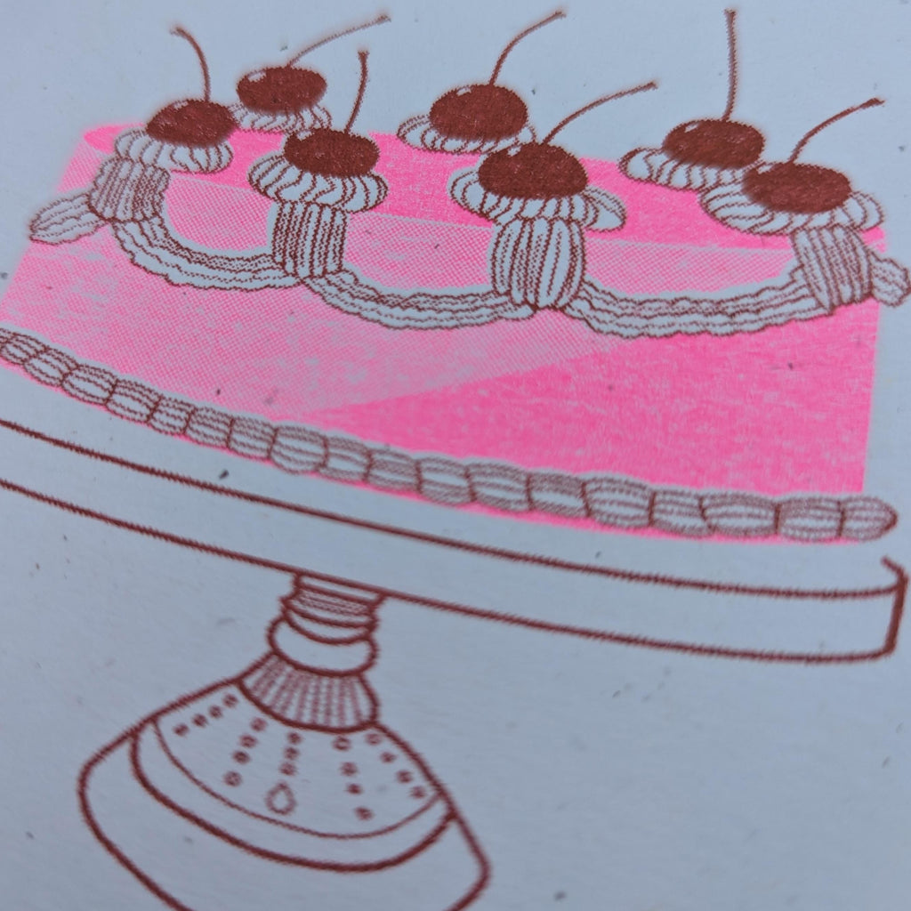 Birthday Cake Risograph Greeting Card