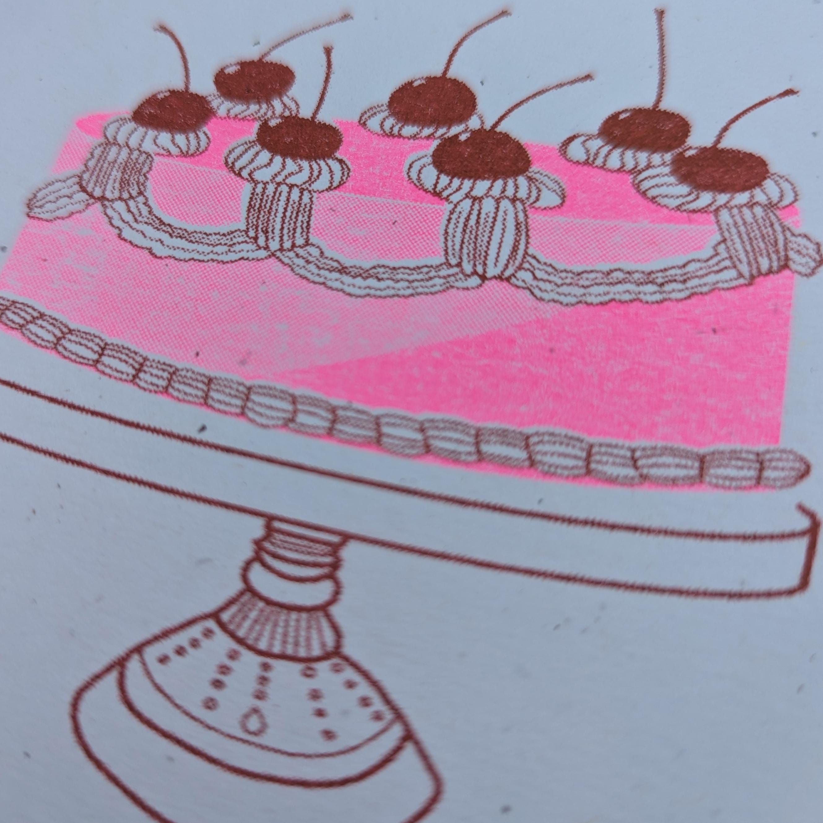 Birthday Cake Risograph Greeting Card