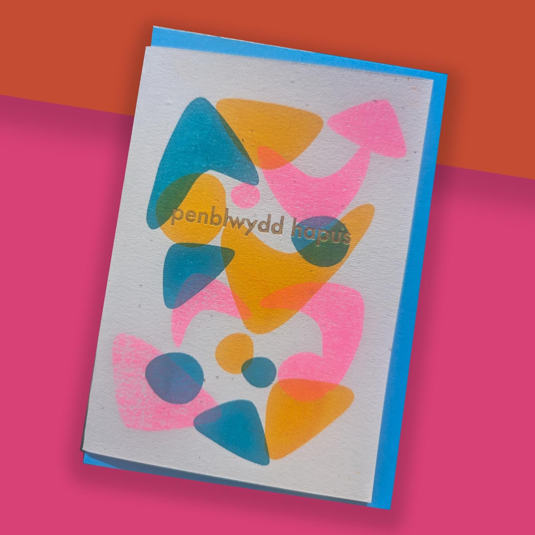 Penblwydd Hapus Risograph Welsh Birthday Card