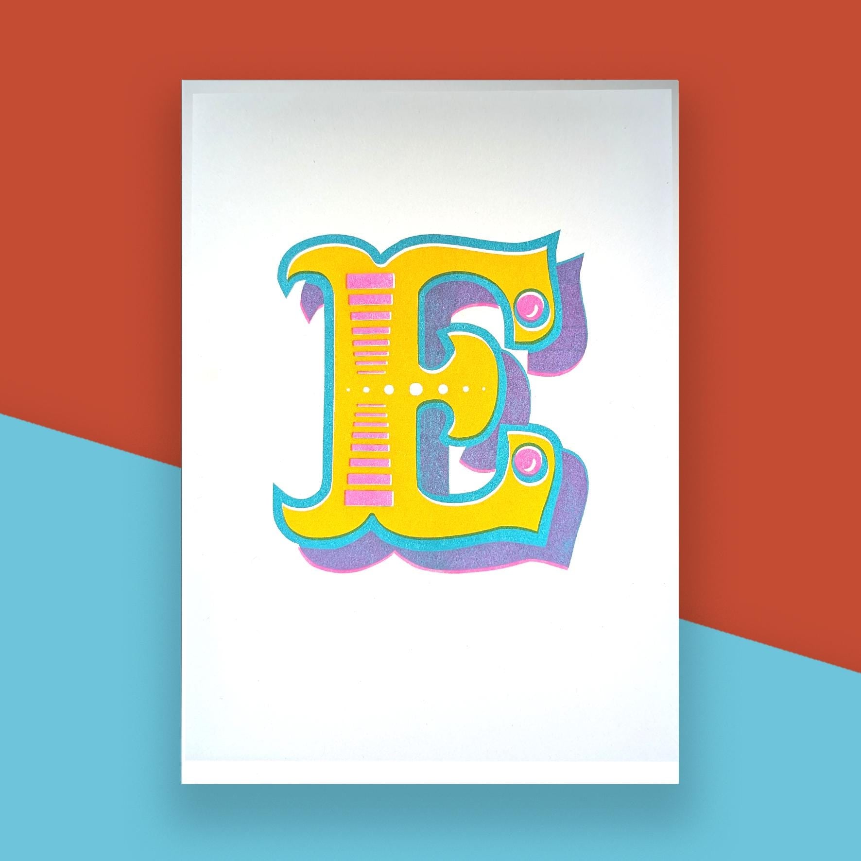 Letter E – A5 Alphabet Risograph Print