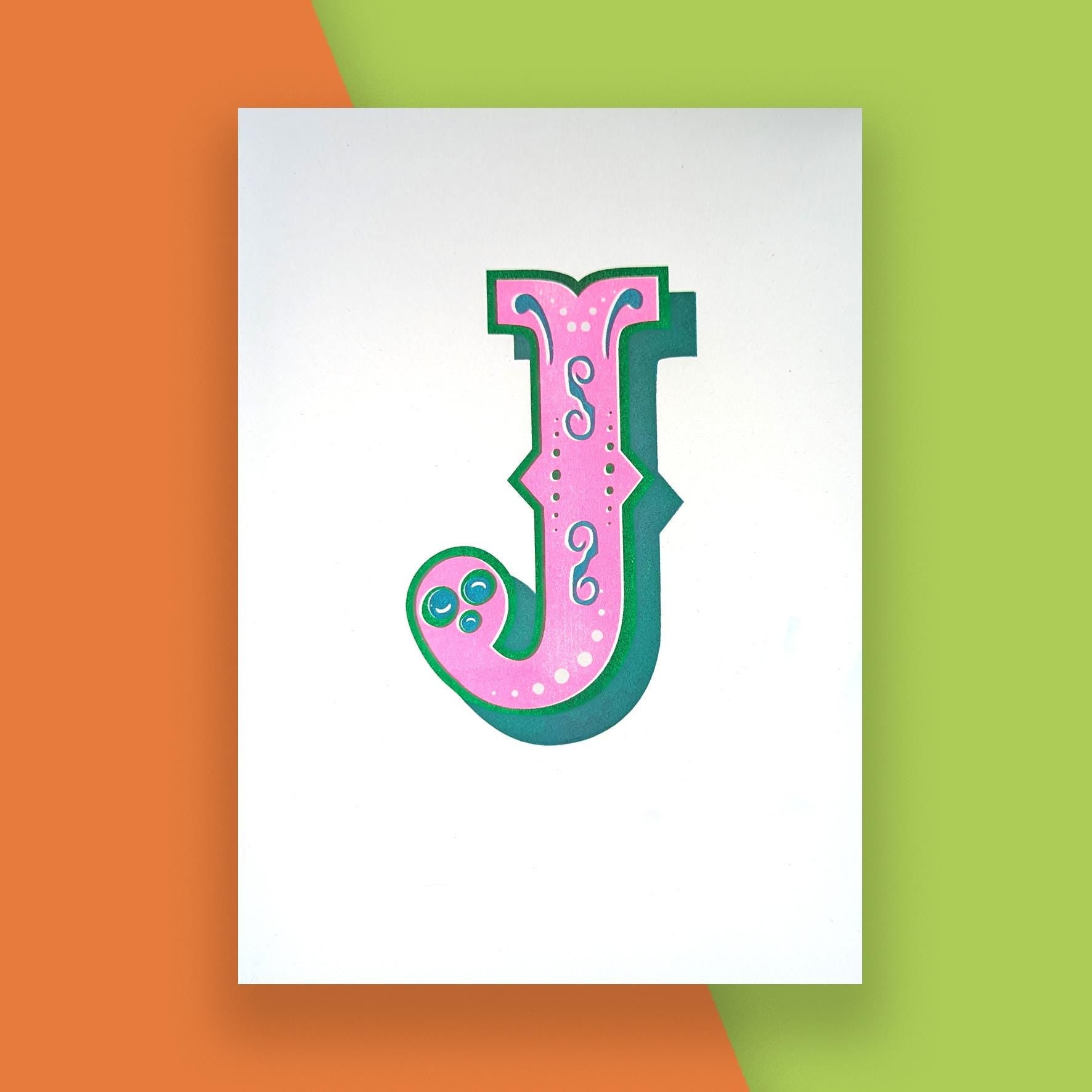 Letter J – A5 Alphabet Risograph Print