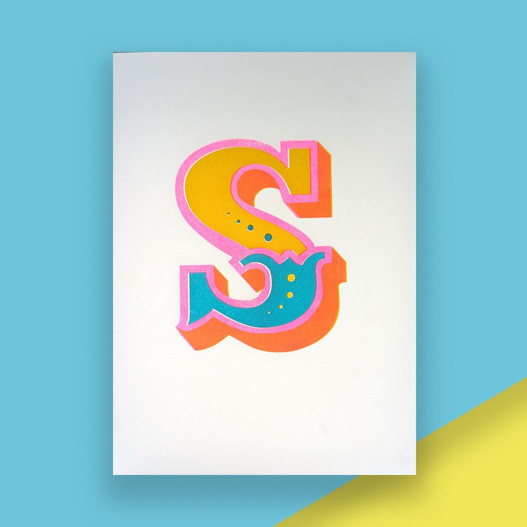 Letter S – A5 Alphabet Risograph Print