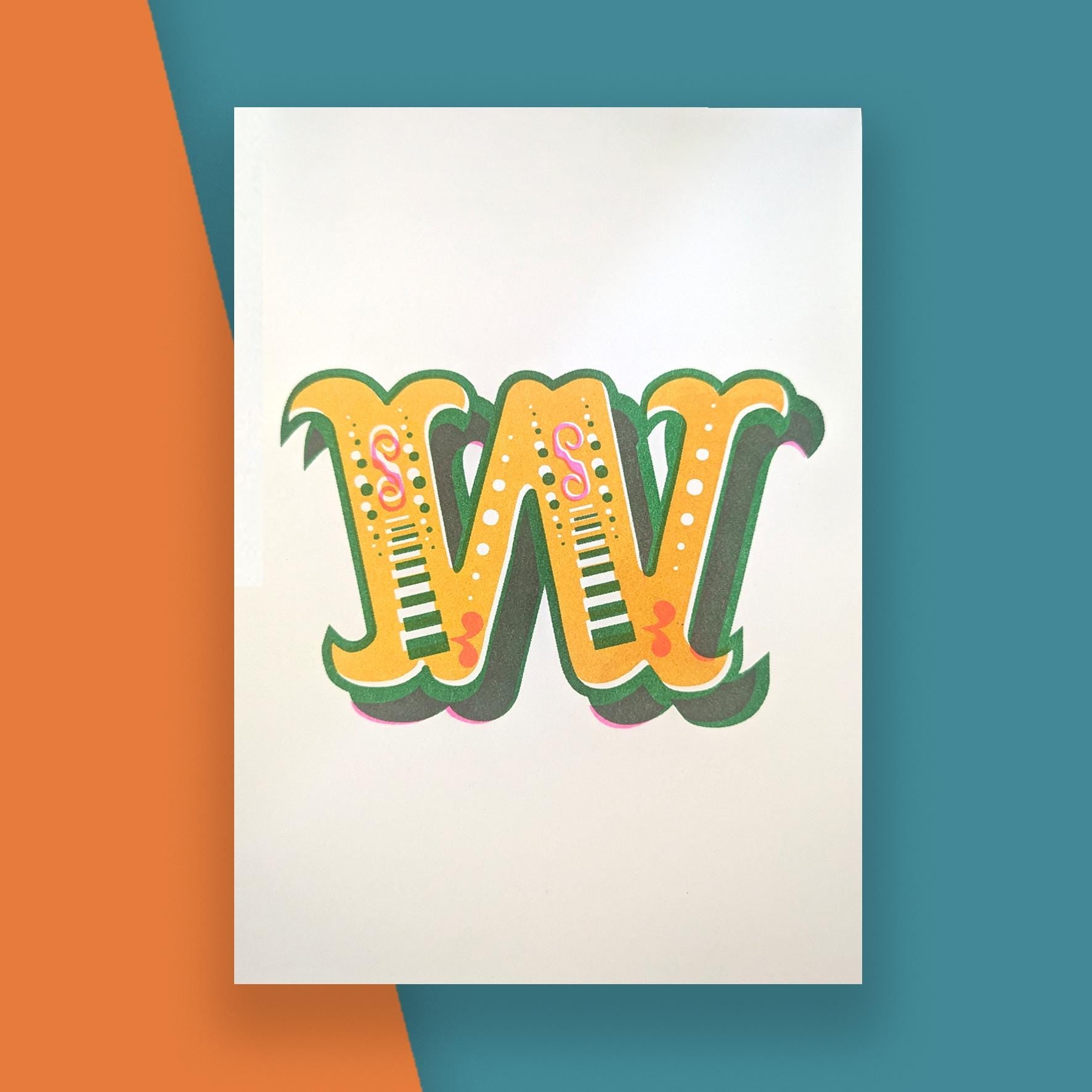 Letter W – A5 Alphabet Risograph Print
