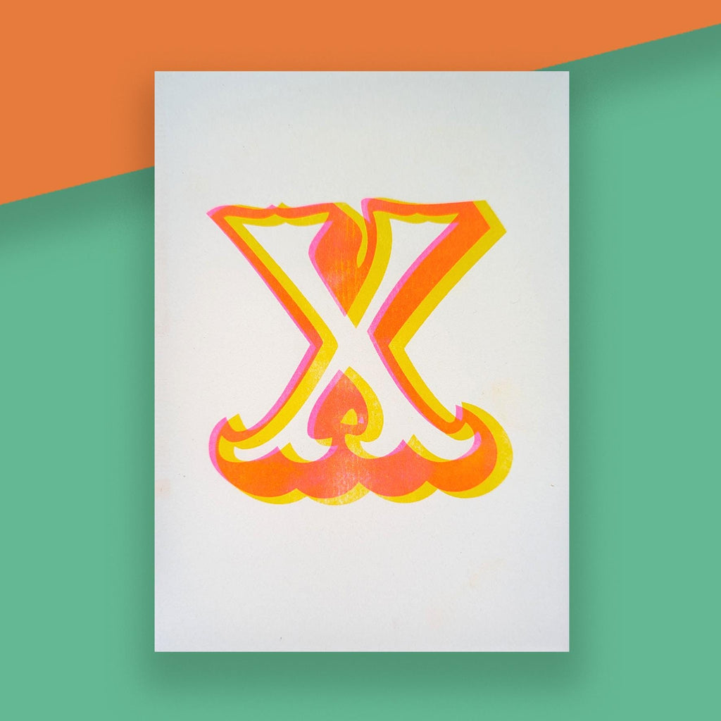 Letter X – A5 Alphabet Risograph Print