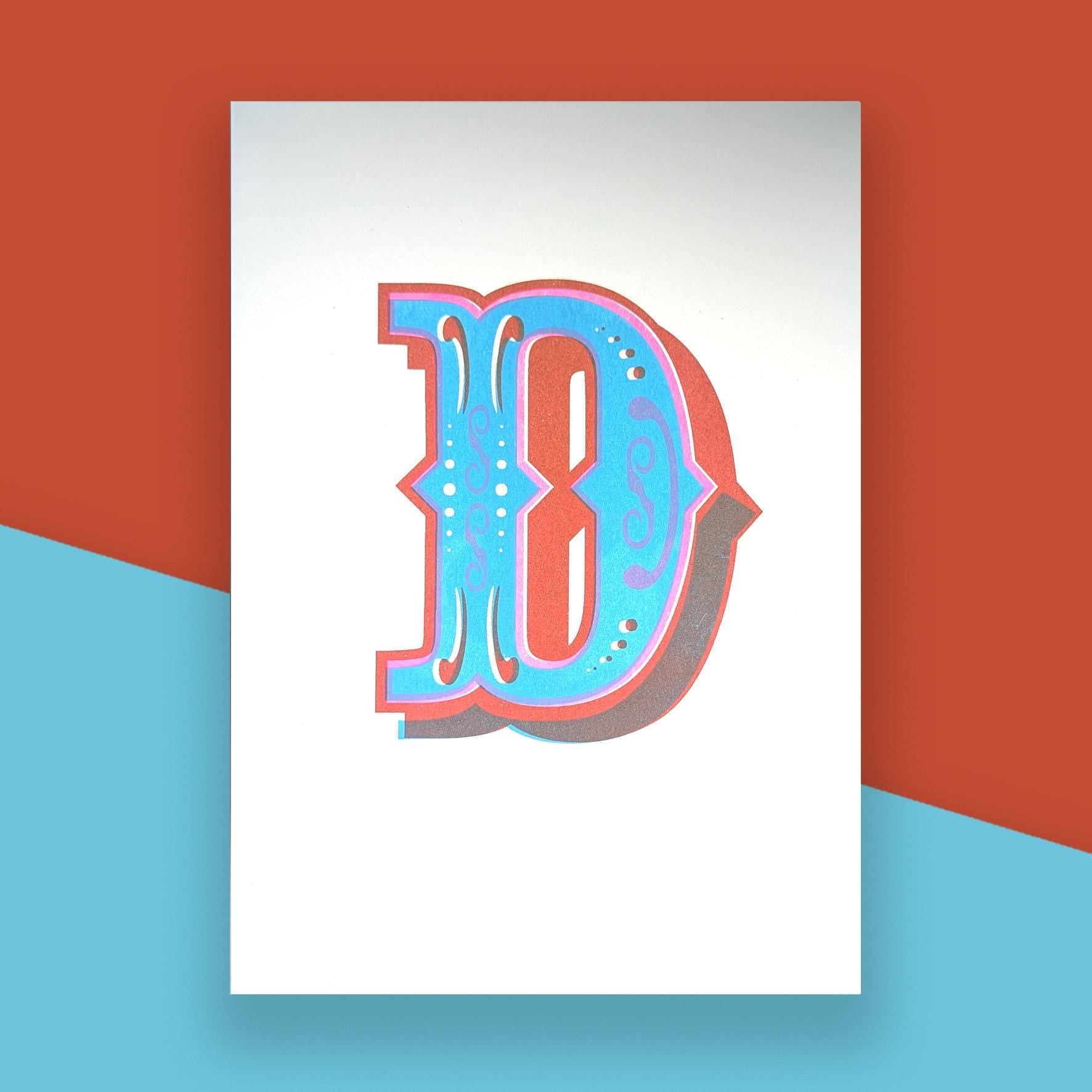 Letter D – A5 Alphabet Risograph Print