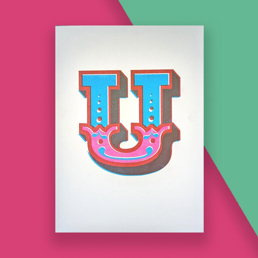 Letter U – A5 Alphabet Risograph Print