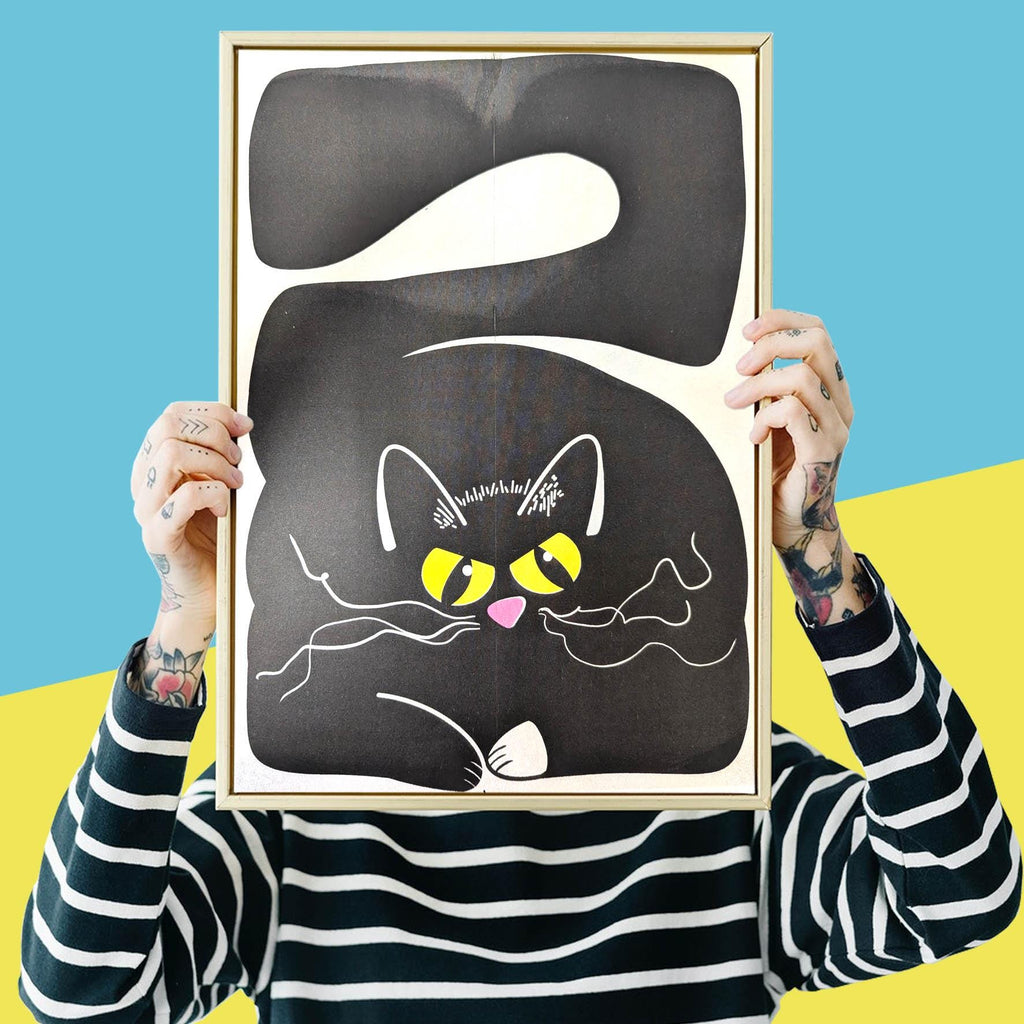 Black Cat A3 Risograph print