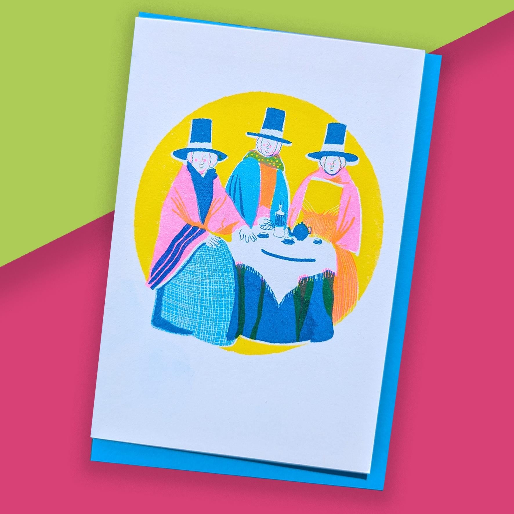 Welsh Ladies Risograph Greeting Card