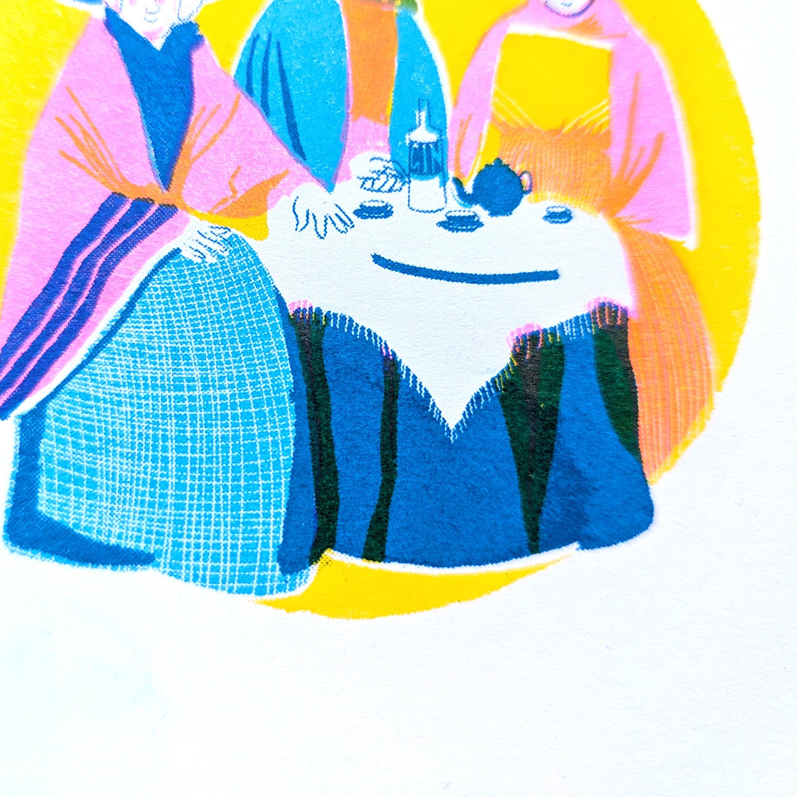 Welsh Ladies Risograph Greeting Card