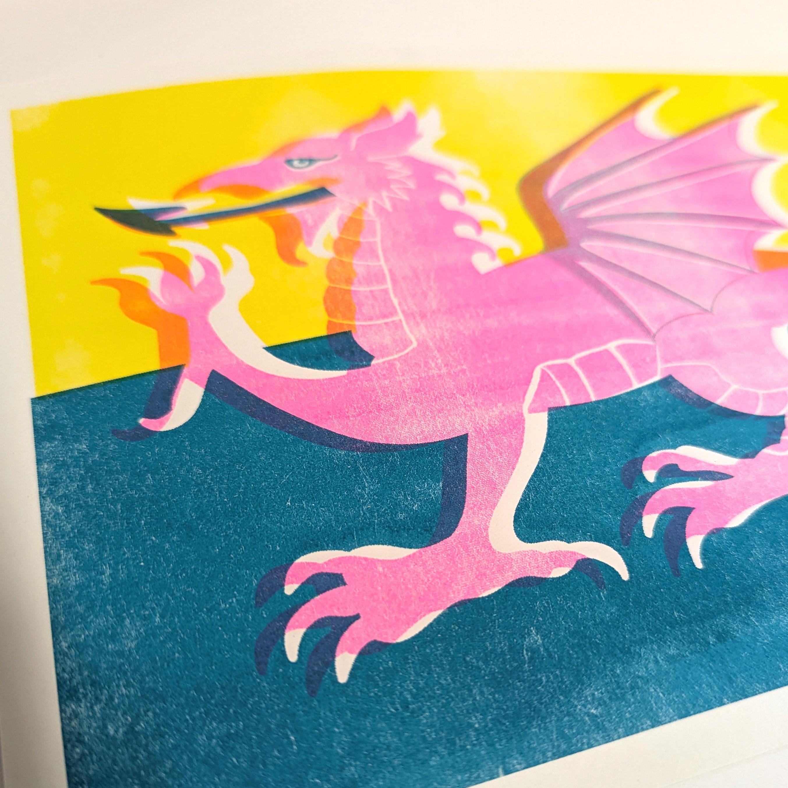 Welsh flag Risograph A4 Print