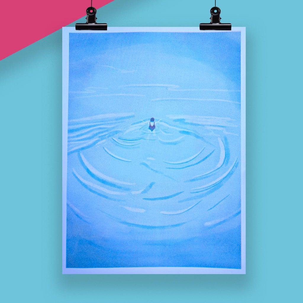 Wild Swimming Risograph A3 print