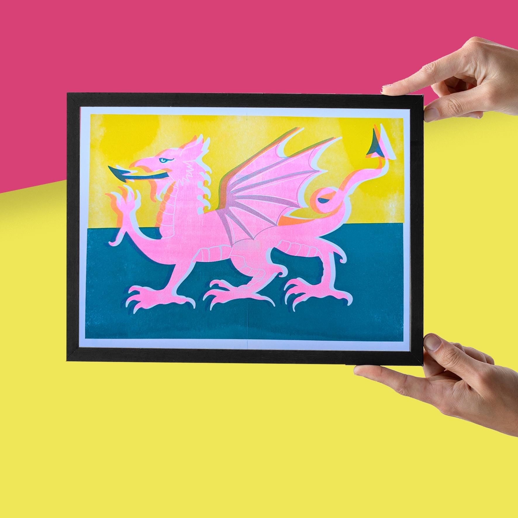 Welsh flag Risograph A4 Print