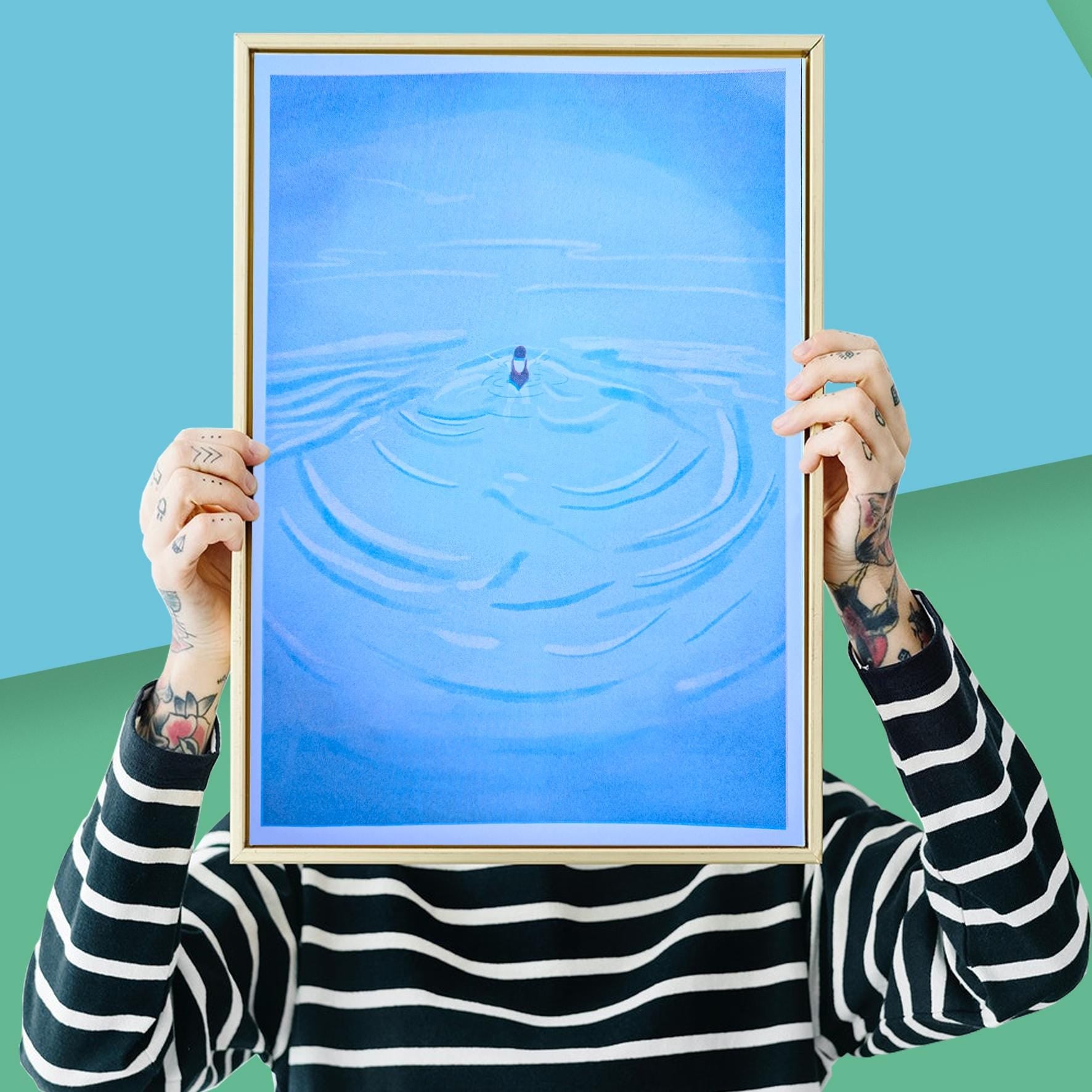 Wild Swimming Risograph A3 print