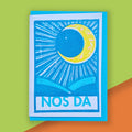 Nos Da Welsh Good Night Risograph Greeting Card