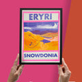 Eryri Risograph Print, Snowdonia National Park Wall Art, A4